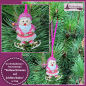 Preview: Geschenk- oder Weihnachtsbaumanhänger "Weihnachtsmann auf Schlittschuhen" in Pink