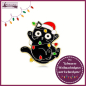 Preview: Pin "Schwarze Weihnachtskatze mit Lichterkette"