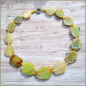 Preview: Halskette "Hellgrüne Achatschreiben" auf gewachster Baumwolle - 56 cm - Einzelstück
