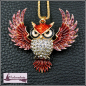 Preview: Halskette "Fliegende Eule" in Rosarot - 72 cm - Einzelstück