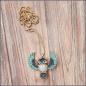 Preview: Halskette "Fliegende Eule" in Blau - 72 cm
