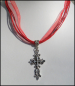 Preview: "Gothisches Kreuz" an leuchtend rotem Halsband