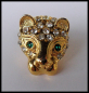 Preview: Pin "Katzenkopf" - goldfarben mit Strass