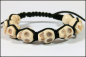 Preview: Shamballa-Armband "Skull" mit Howlith-Perlen