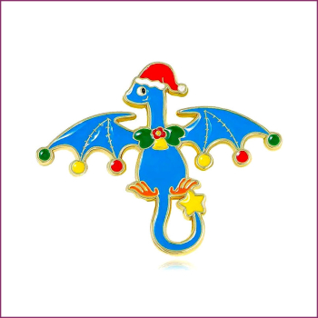 Pin "Blauer Weihnachtsdino"