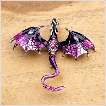 „Flugdrache in Pink-Violett“ - Brosche und Kettenanhänger – 2 in 1