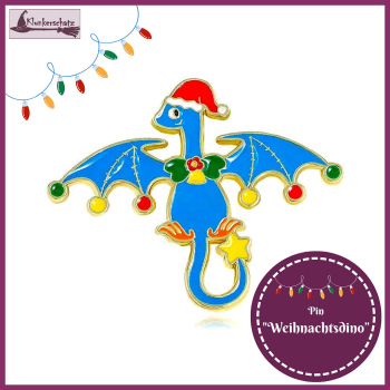 Pin "Blauer Weihnachtsdino"