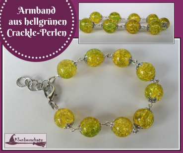 Armband aus hellgrünen Crackle-Perlen