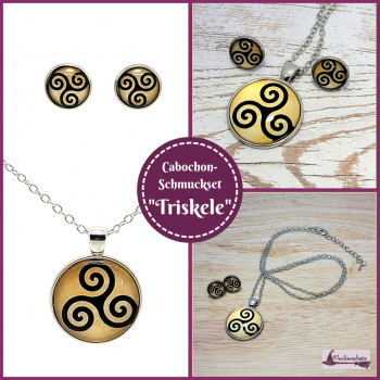 Cabochon-Schmuckset "Triskele" - Halskette & Ohrstecker