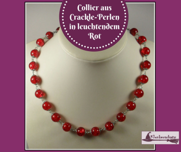 Collier aus Crackle-Perlen in leuchtendem Rot