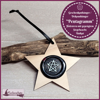 Geschenk- oder Dekoanhänger mit Siegelwachsprägung "Pentagramm" - Unikat