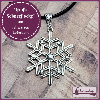 "Große Schneeflocke" am Lederband - 45 cm