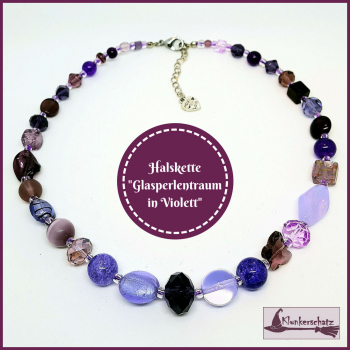 Halskette "Glasperlentraum in Violett" - Unikat