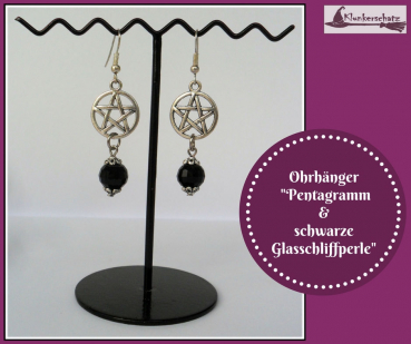 Ohrhänger "Pentagramm & schwarze Glasschliffperle"