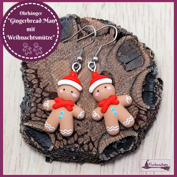 Ohrhänger "Gingerbread Man mit Weihnachtsmütze"