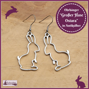 Ohrschmuck "Großer Hase Ostara" in Antiksilber