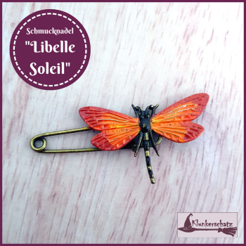 Schmucknadel "Libelle Soleil" - Unikat!