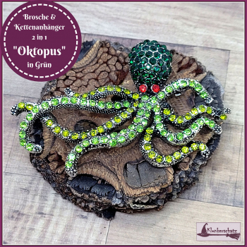 "Oktopus in Grün" - Brosche & Kettenanhänger - 2 in 1