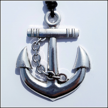 Halskette "Anchor" - Anker am langen Lederband