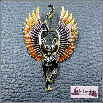 Brosche "Bastet", schwarz