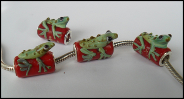 Bead "Eidechse" - Lampwork - rot