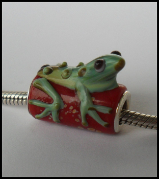 Bead "Eidechse" - Lampwork - rot