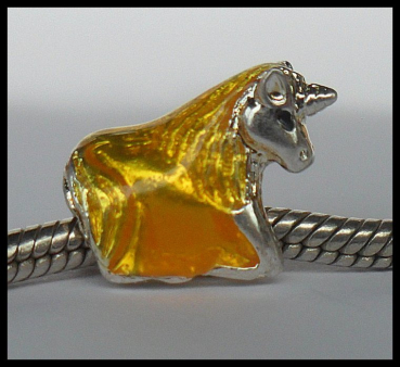 European Bead "Einhorn", goldgelb