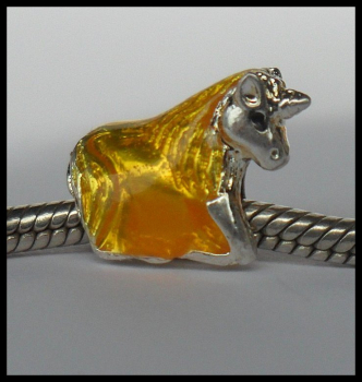 European Bead "Einhorn", goldgelb