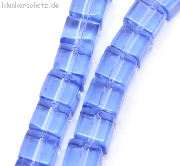 Perlenstrang "Würfel 5 x 5 mm - himmelblaues Glas"