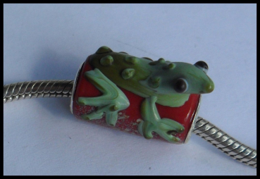 Bead "Eidechse" - Lampwork - rot