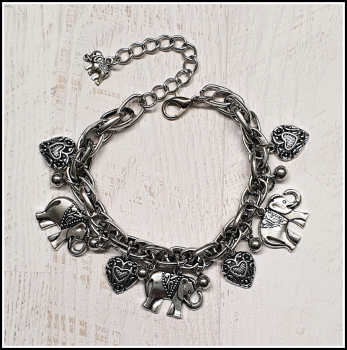 Bettelarmband / Fußkette "Großer Elefantenpfad" - 23 cm, plus Verlängerung