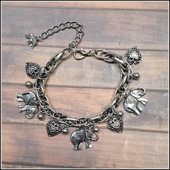 Bettelarmband / Fußkette "Großer Elefantenpfad" - 23 cm, plus Verlängerung