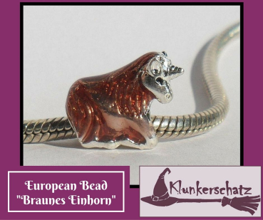 European Bead "Einhorn", braun