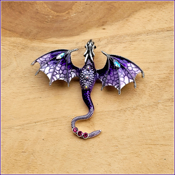 "Flugdrache" in Violett - Brosche & Kettenanhänger - 2 in 1