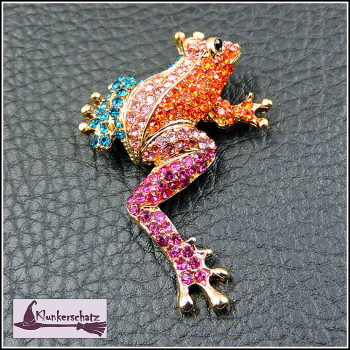 Brosche „Bunter Glitzerfrosch“