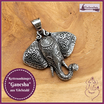 "Der elefantenköpfige Gott Ganesha - der Überwinder aller Hindernisse" - Kettenanhänger aus Edelstahl