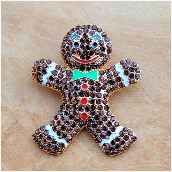 "Gingerbread Man" in Dunkelbraun - Brosche & Kettenanhänger - 2 in 1