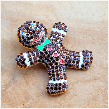 "Gingerbread Man" in Dunkelbraun - Brosche & Kettenanhänger - 2 in 1