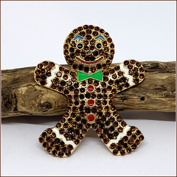 "Gingerbread Man" in Dunkelbraun - Brosche & Kettenanhänger - 2 in 1