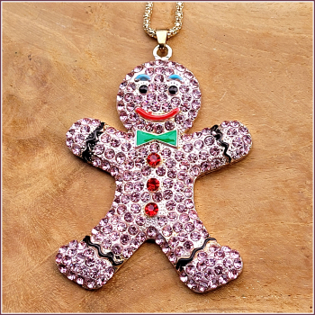 Halskette "Gingerbread Man" in Pink