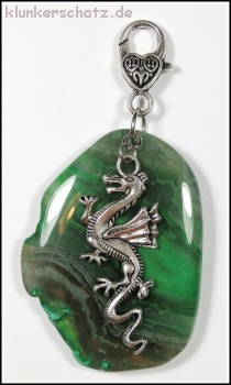 Amulett "Grüner Achat & Drache"