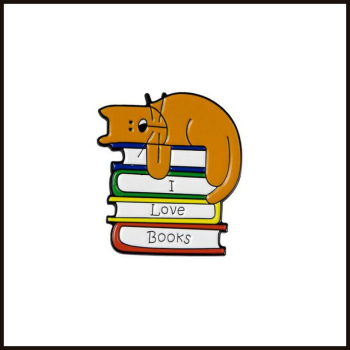 BuchLiebeKollektion - Pin "Katze & Bücher - I love books"