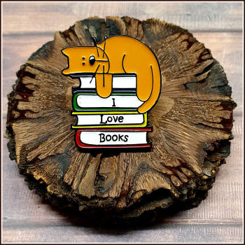 BuchLiebeKollektion - Pin "Katze & Bücher - I love books"