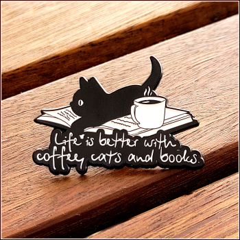 BuchLiebeKollektion - Pin "Life is better with coffee, cats and books"