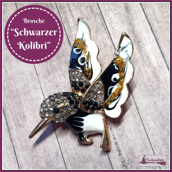 Brosche "Schwarzer Kolibri"