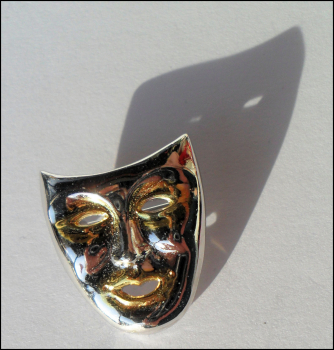 Brosche "Maske", 925er Silber