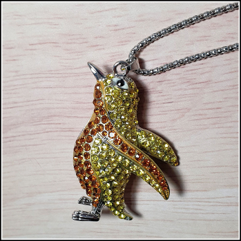 Kette "Pinguin" in Cognac & Citrin - 70 cm