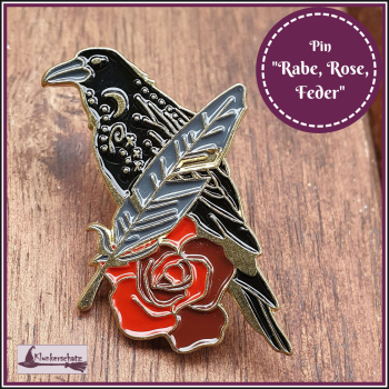 Pin "Rabe, Rose, Feder"