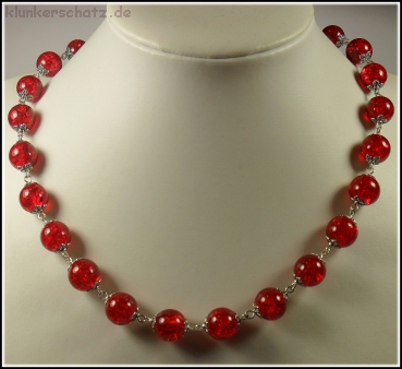 Collier aus Crackle-Perlen in leuchtendem Rot