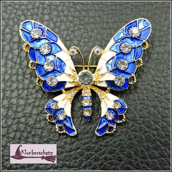 "Blauer Schmetterling" - Brosche & Kettenanhänger - 2 in 1